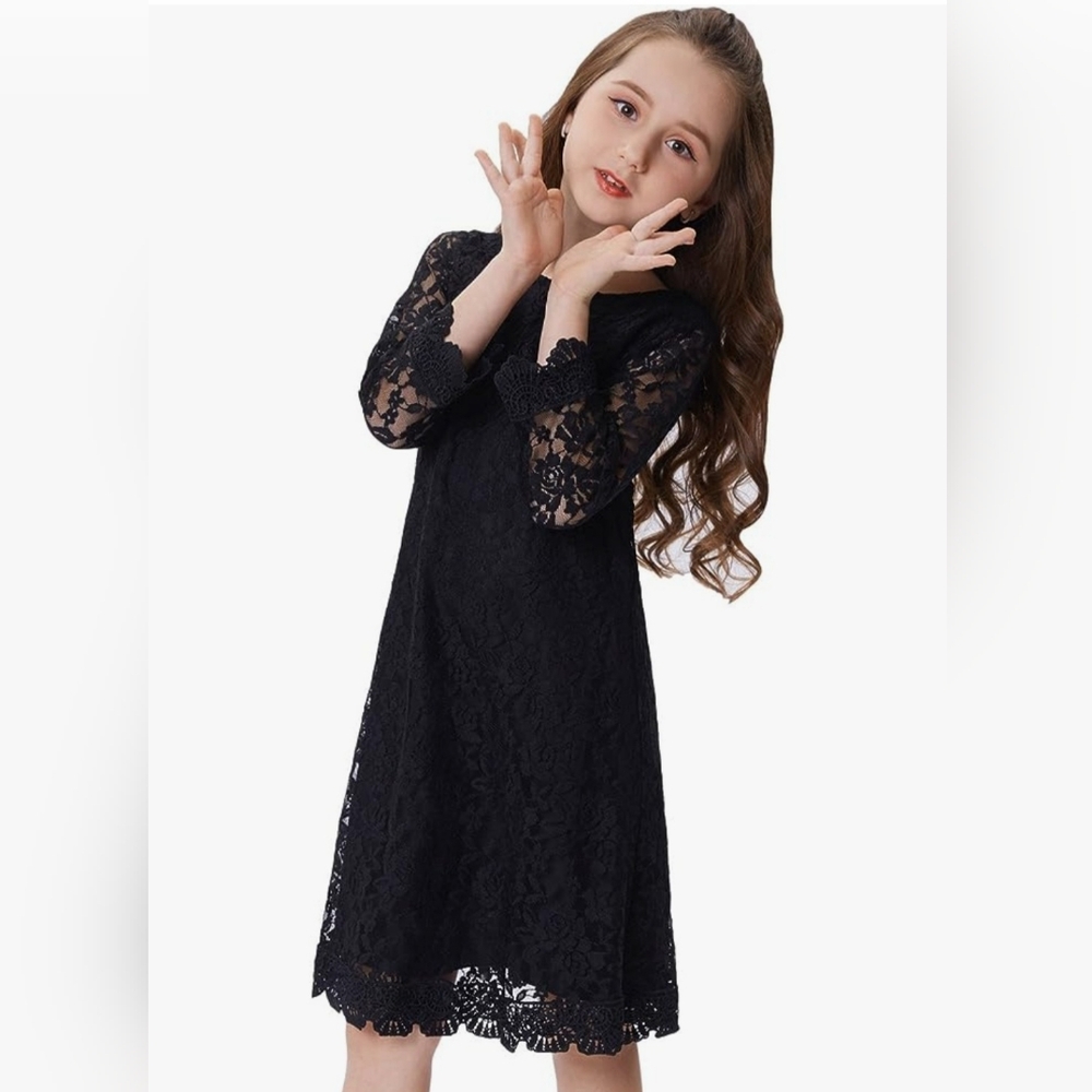 Girls Black Lace Swing dress